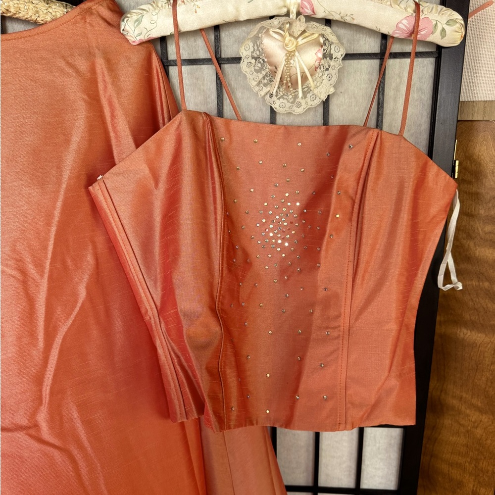 2 piece top/skirt with jewels on the strapless top. Made USA. J.C.C!